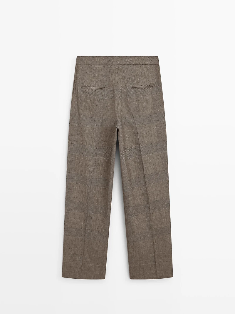 Check wool suit trousers
