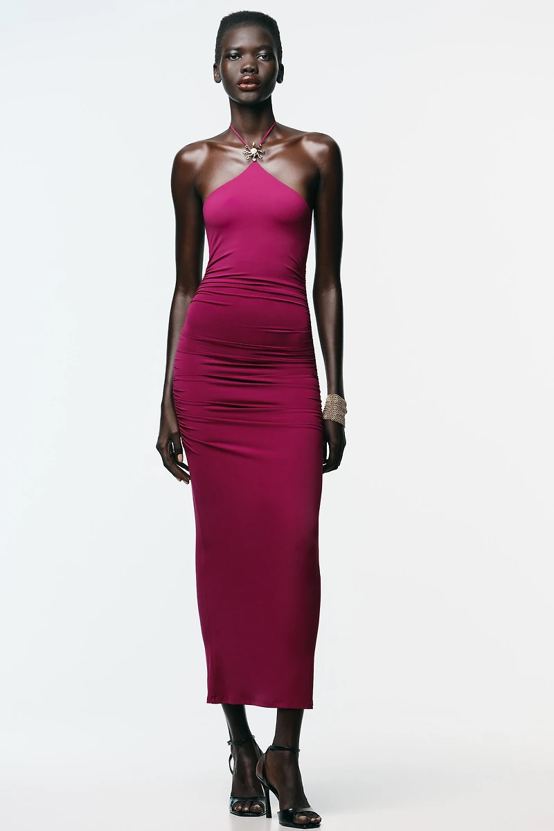 ROBE POLYAMIDE HALTER SOLEIL