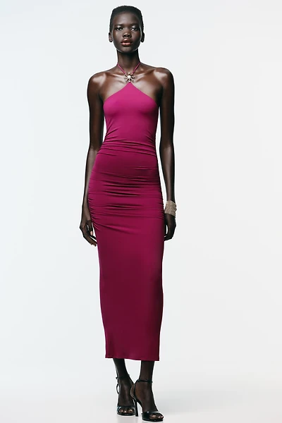 ROBE POLYAMIDE HALTER SOLEIL