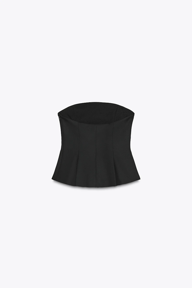 STRAPLESS PEPLUM TOP