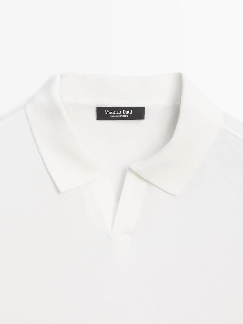 Short sleeve cotton knit polo shirt