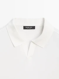 Short sleeve cotton knit polo shirt