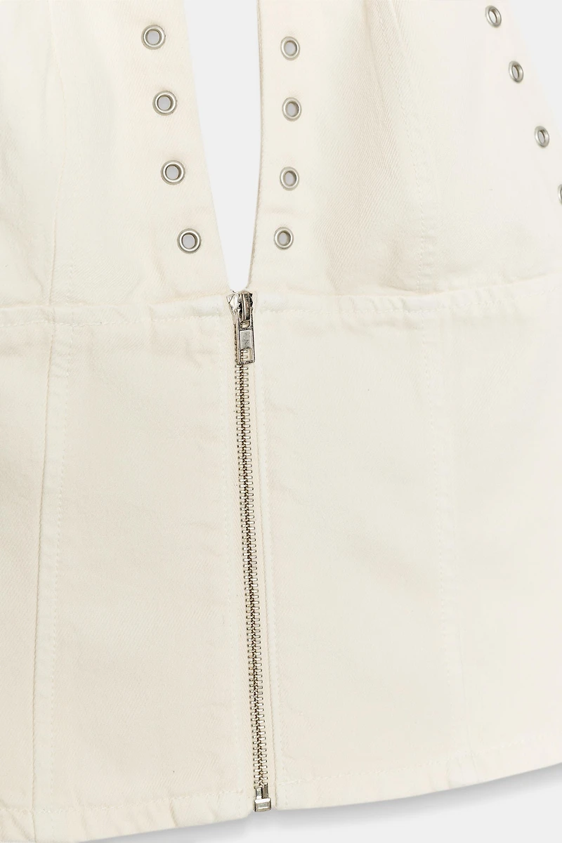 EYELET HALTER TOP