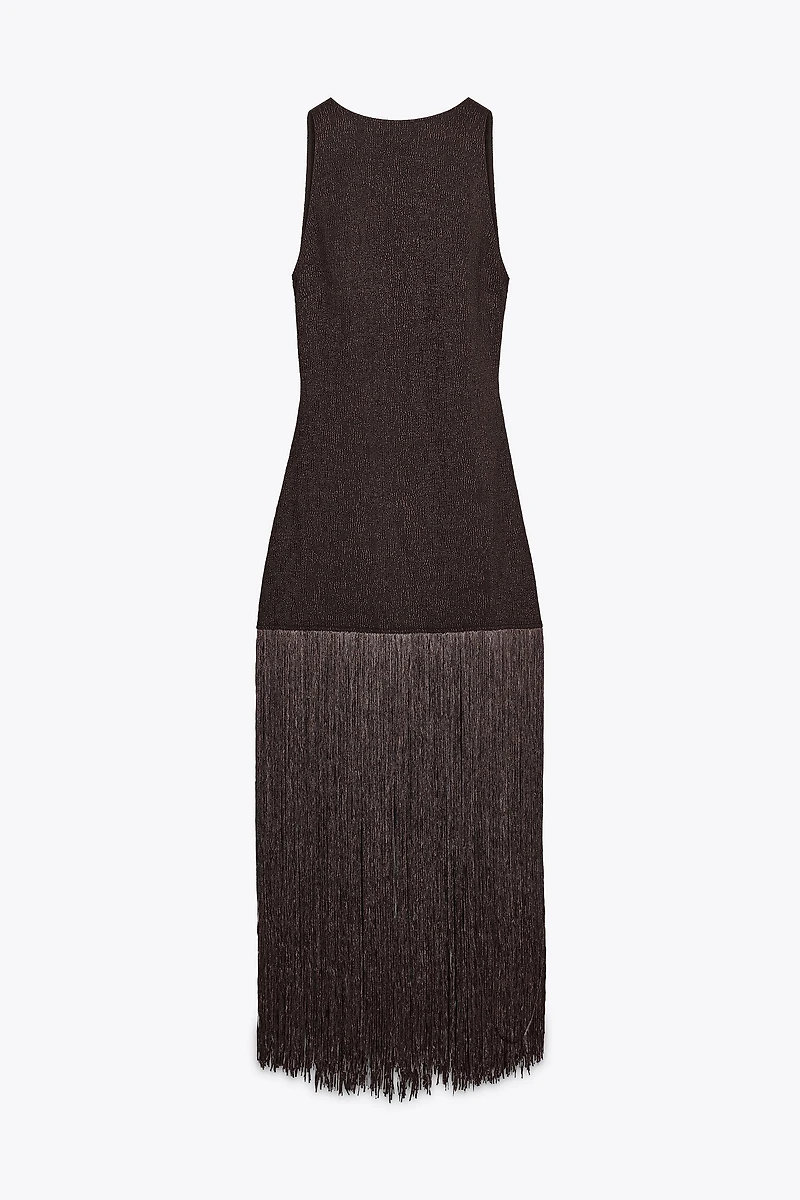 FRINGED FITTED DRESS
