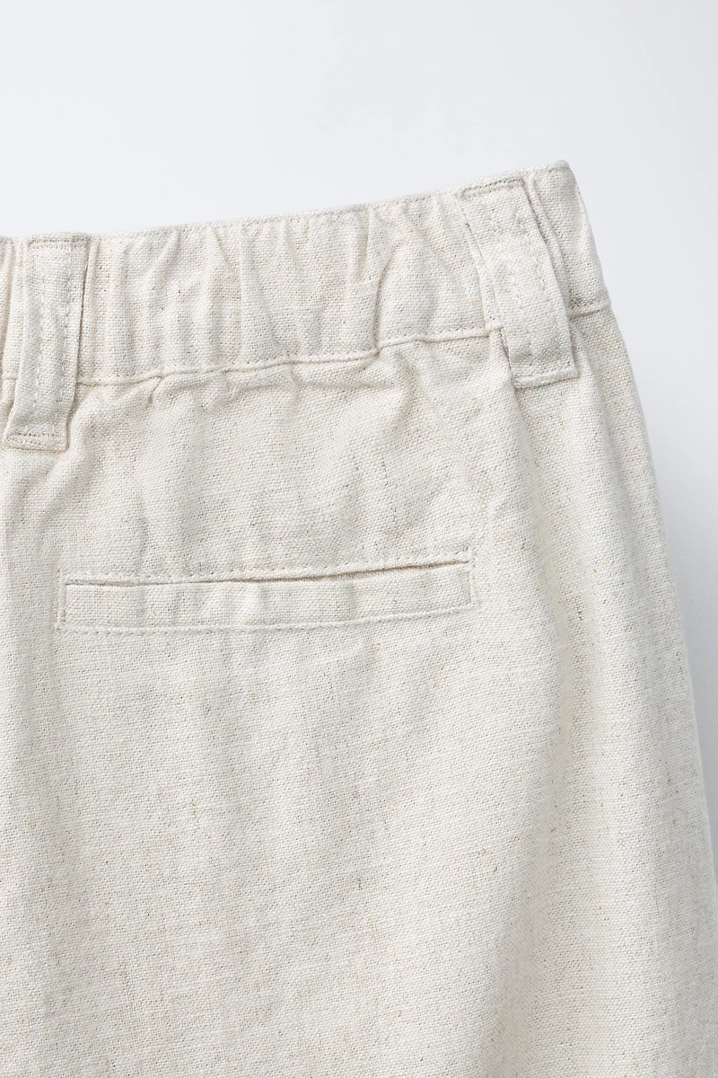 PANTALON DROIT EN COTON ET LIN