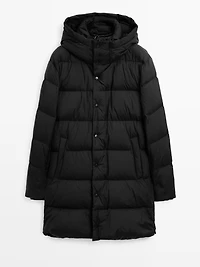 Manteau long matelassé déperlant