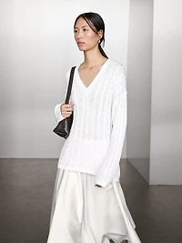 Cotton blend open-knit sweater