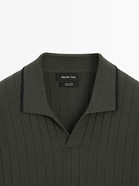 Ribbed knit polo shirt