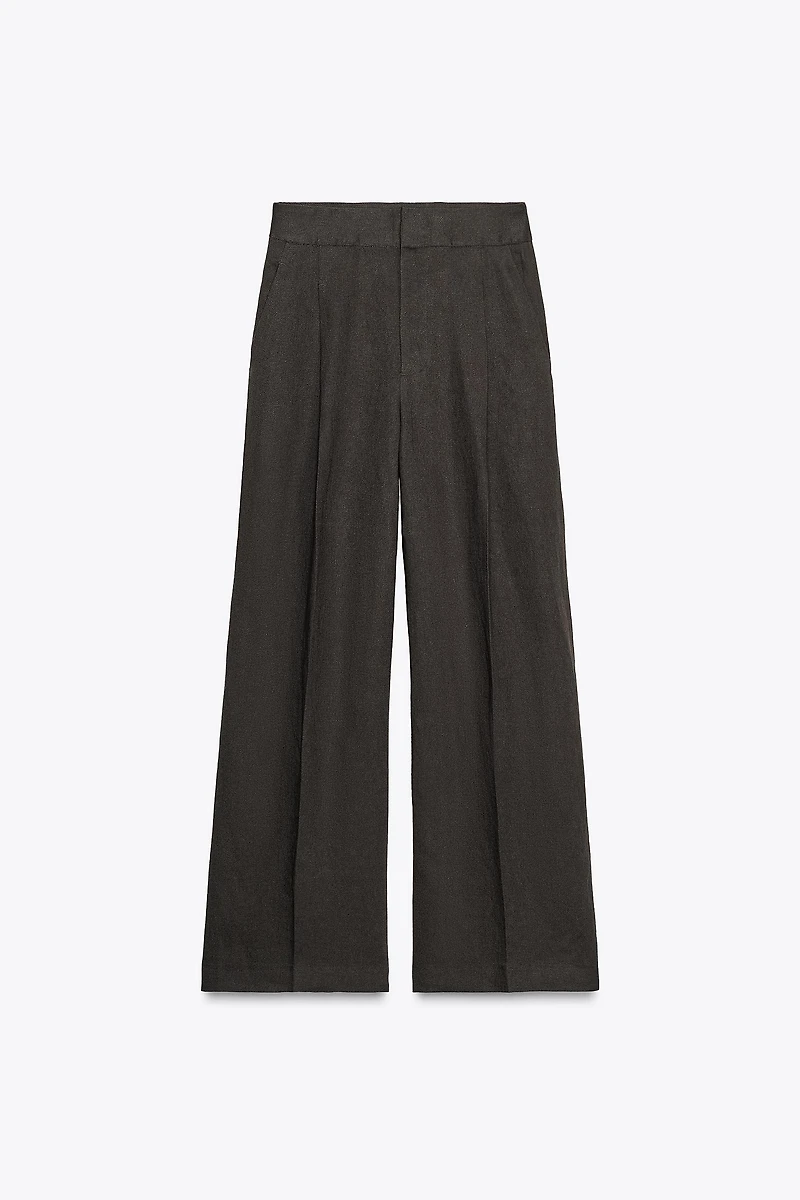 PLEATED LINEN BLEND PANTS ZW COLLECTION