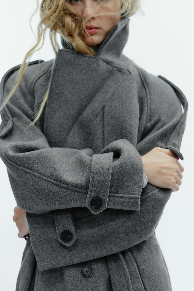 DOUBLE-BREASTED BELTED COAT WITH LOOPS