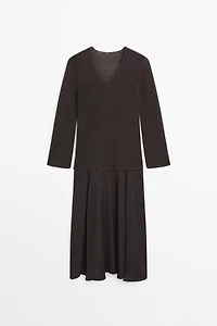 Contrast cotton blend knit dress