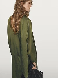 Long V-neckline blouse with tie detail - STUDIO