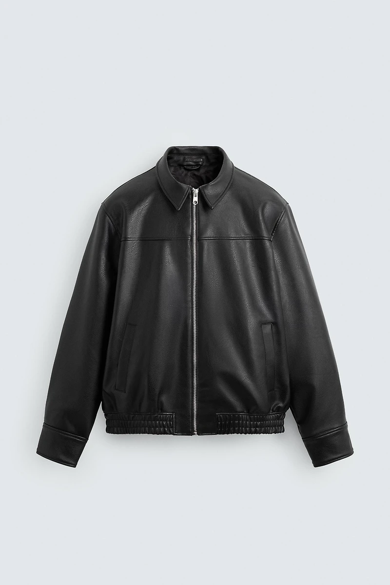 FAUX LEATHER BOMBER JACKET