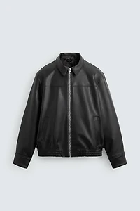 FAUX LEATHER BOMBER JACKET