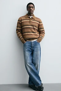 GEOMETRIC JACQUARD KNIT POLO