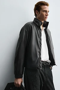 FAUX LEATHER PUFFER JACKET