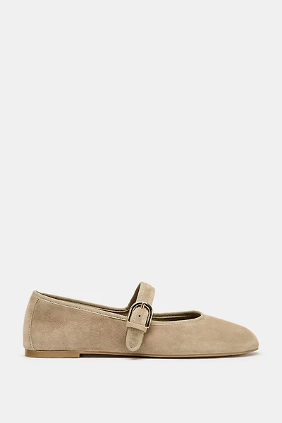 SUEDE STRAP BALLET FLATS