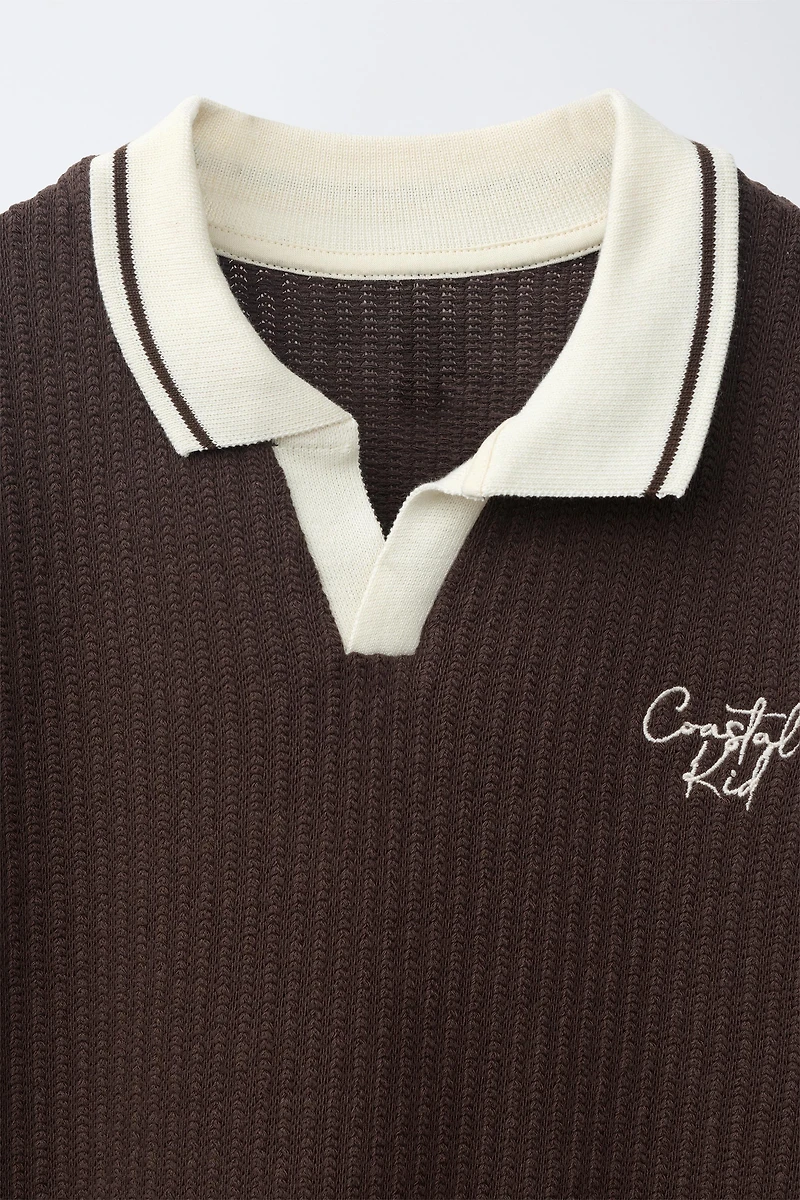 EMBROIDERED TEXTURED POLO