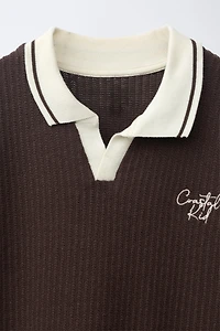 EMBROIDERED TEXTURED POLO