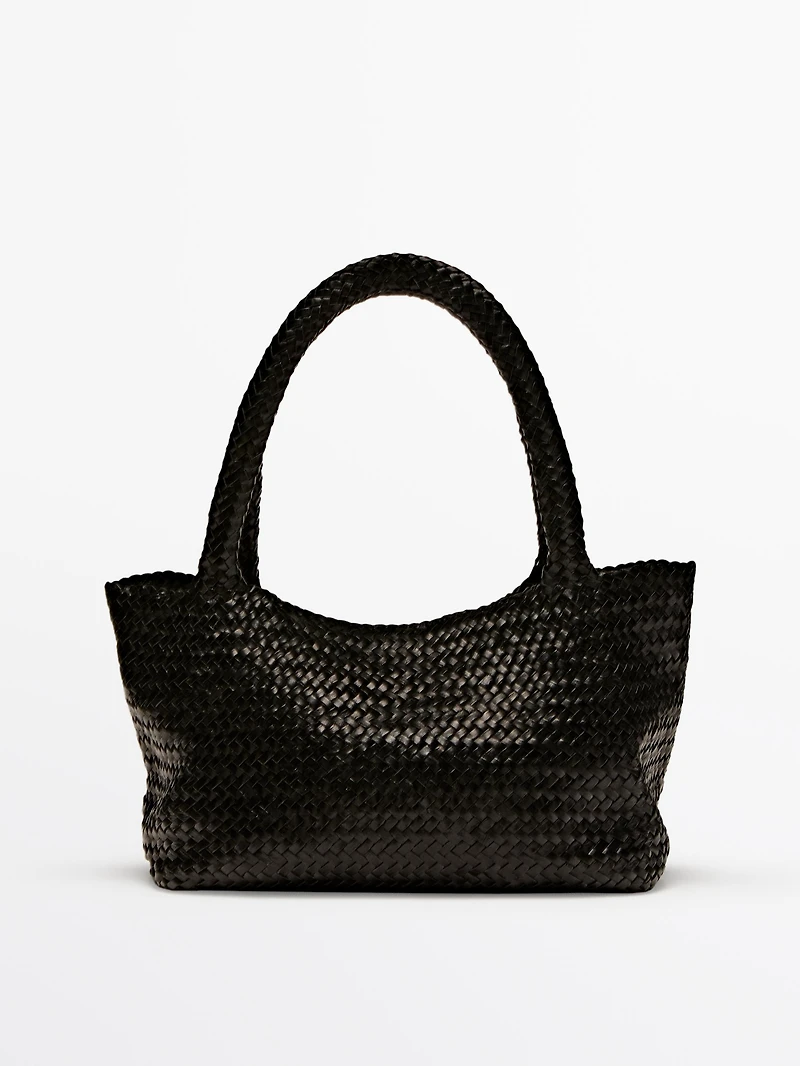 Medium braided nappa leather tote bag