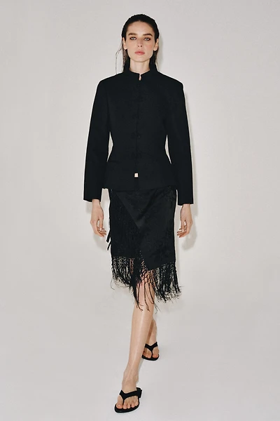 ZW COLLECTION EMBROIDERED FRINGE SKIRT