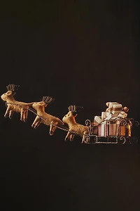 CHRISTMAS SLEIGH AND REINDEER ORNAMENT