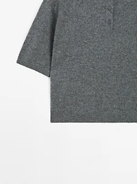 100% cashmere knit short sleeve sweater