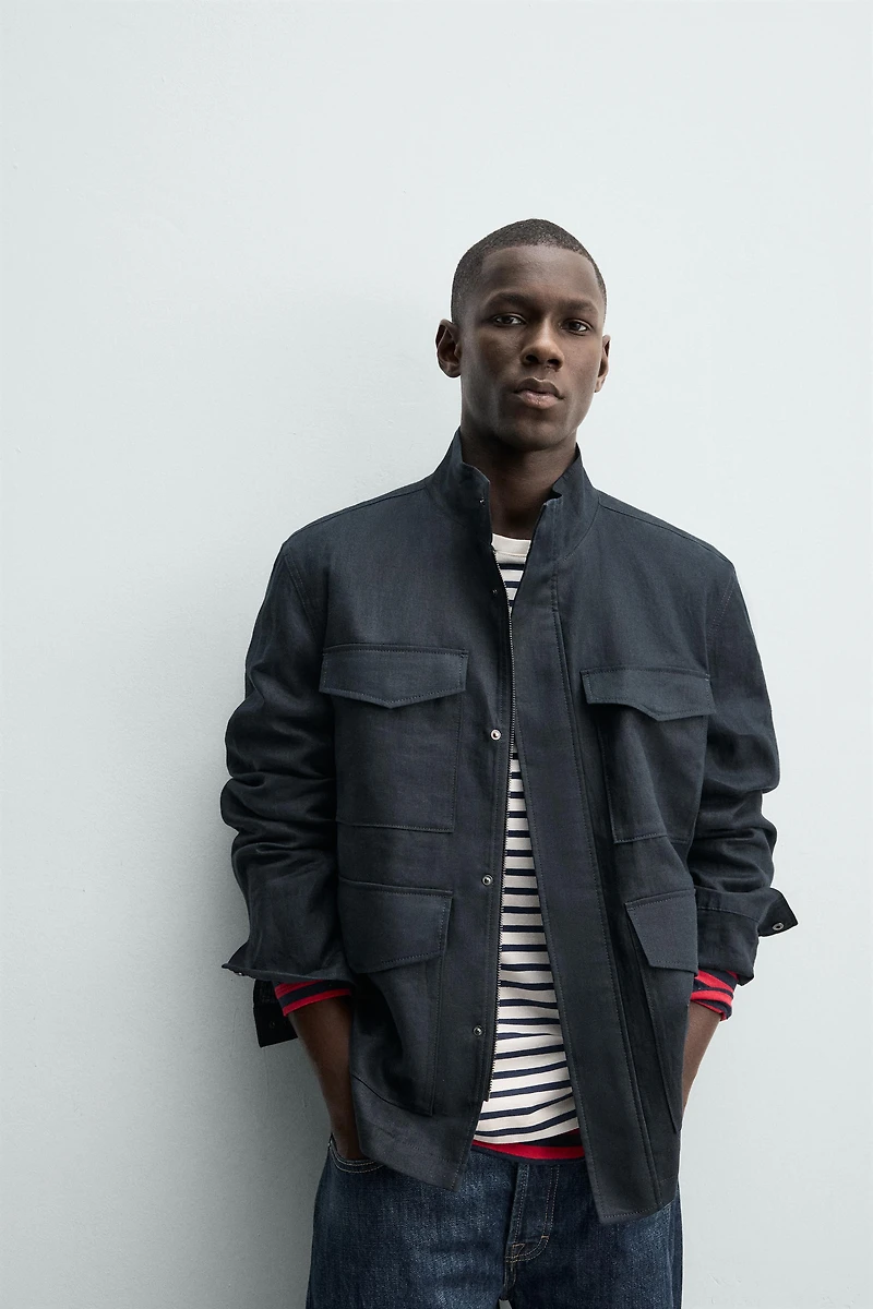 100% LINEN POCKET JACKET