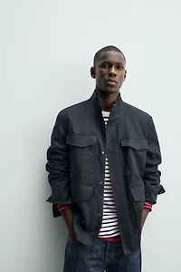 100% LINEN POCKET JACKET