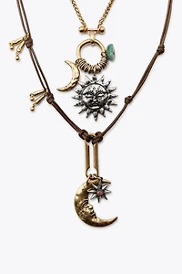 SUN & MOON CHARM NECKLACE 2-PACK