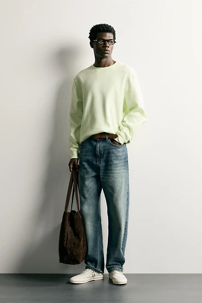 WAFFLE-TEXTURE REGULAR-FIT SWEATSHIRT