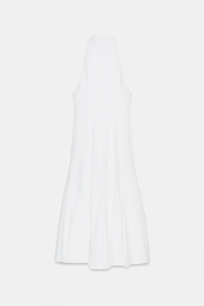 MIDI HALTER GORED DRESS