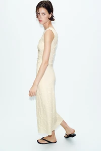 PLEATED JACQUARD DRESS