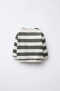 STRIPED BEAR PATCH SWEATSHIRT