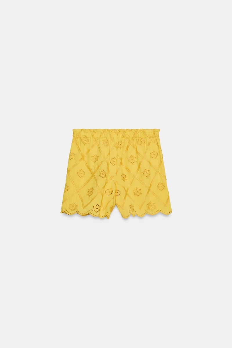 EMBROIDERED PERFORATED SHORTS