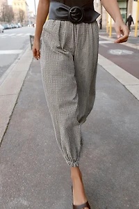 BELTED GINGHAM COMBINATION JUMPSUIT