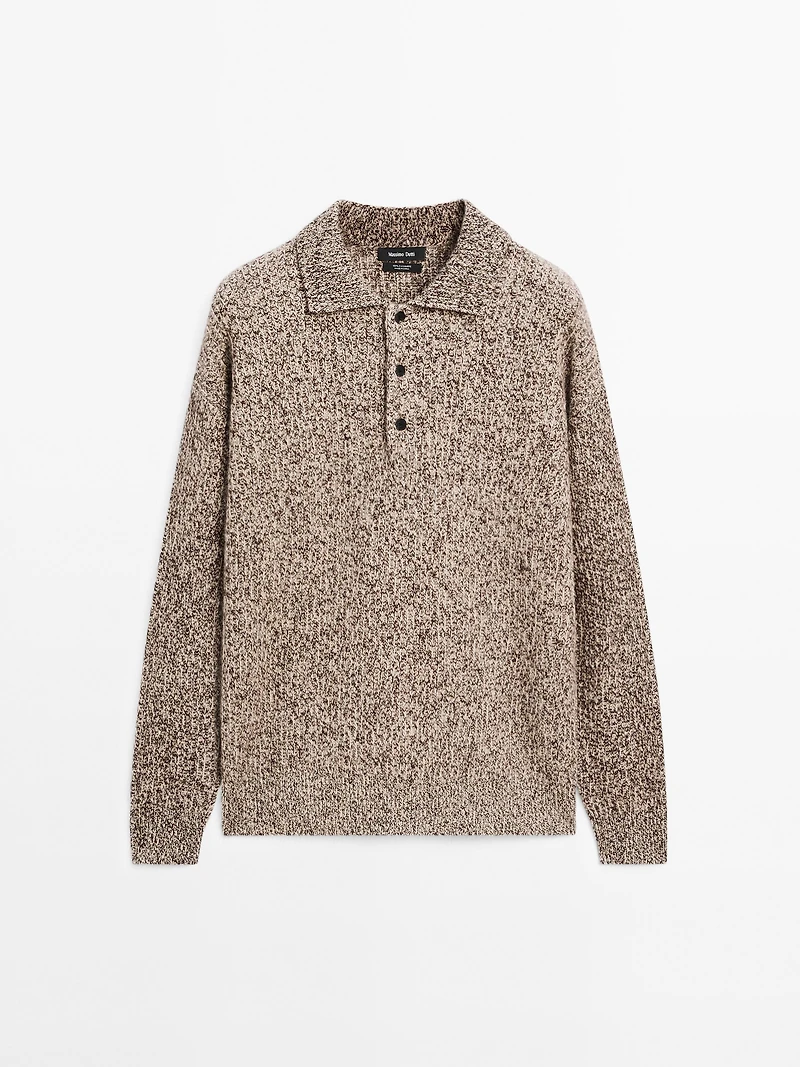 100% cashmere knit polo sweater