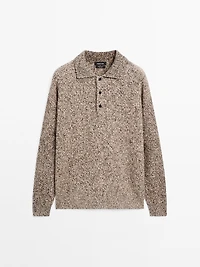 100% cashmere knit polo sweater