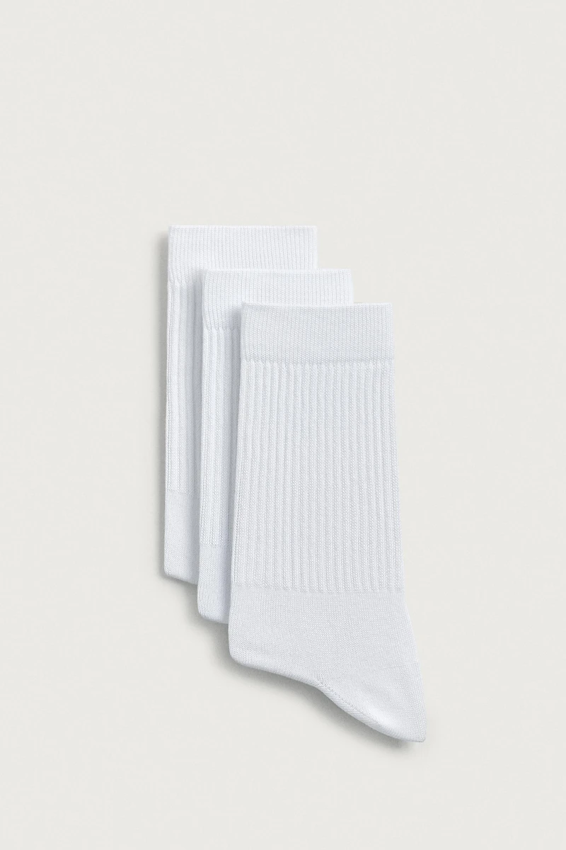 CHAUSSETTES CÔTELÉES BASIQUES, LOT DE 3