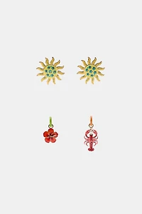 PACK OF SUN AND LOBSTER EARRINGS