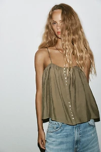 FLOWY STRAPPY BUTTON-UP TOP