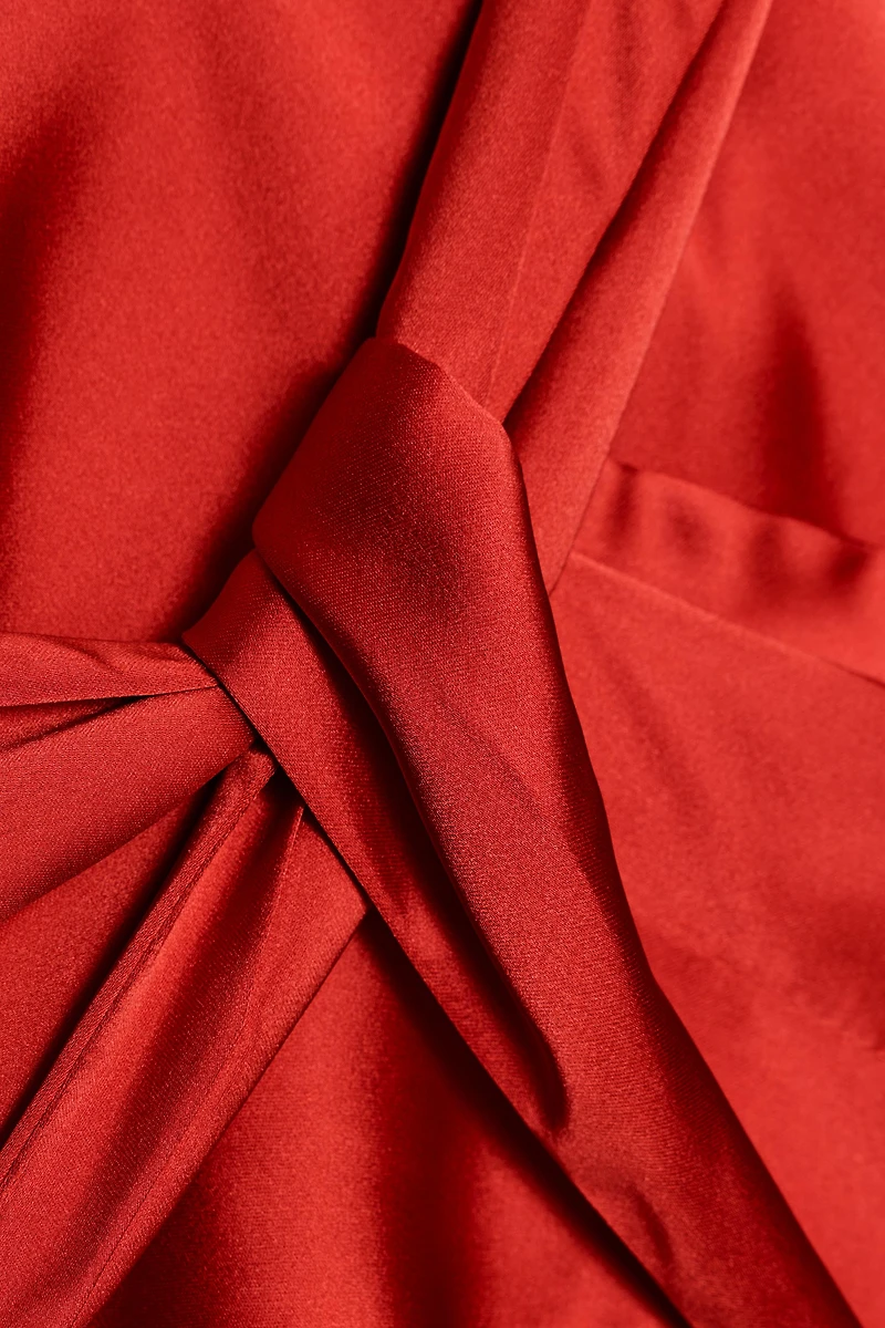 ASYMMETRIC SATIN MIDI DRESS