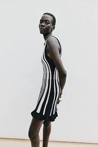 STRIPED KNIT MINI DRESS