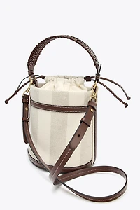 STRIPED CANVAS BUCKET BAG