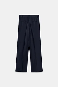 LINEN BLEND STRAIGHT LEG PANTS