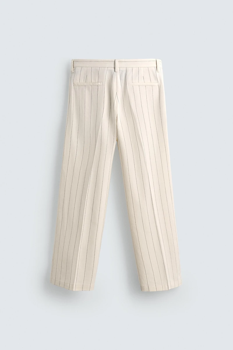 PLEATED STRIPE PANTS