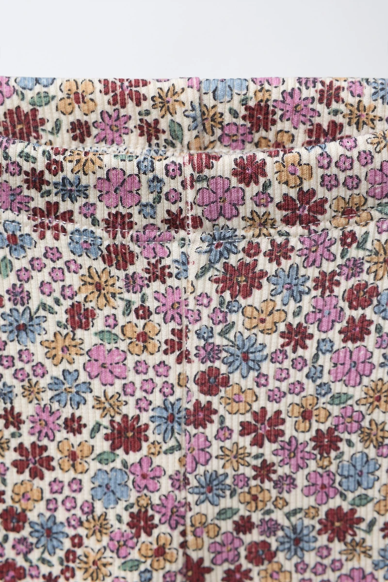 ENSEMBLE JOGGING SWEAT ET LEGGING CÔTELÉ FLEURS