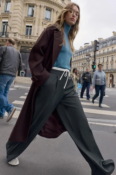 DOUBLE WAIST WIDE LEG PANTS