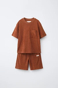 STRIPED TERRYCLOTH T-SHIRT AND SHORTS SET