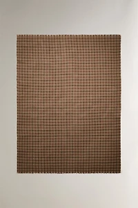 CHECK BLANKET WITH FRINGING
